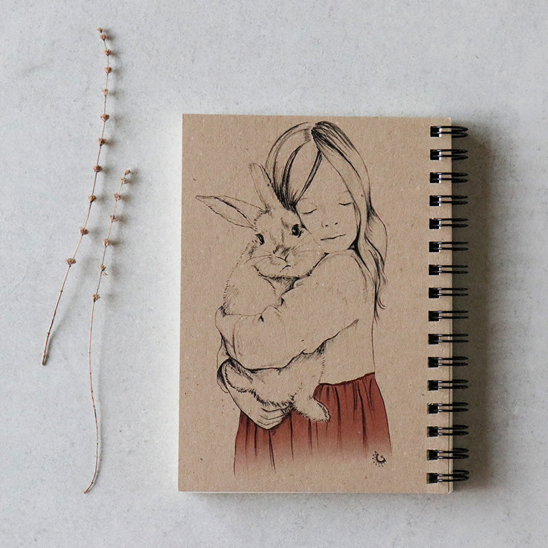 A5 drawing notebook - girl with a rabbit