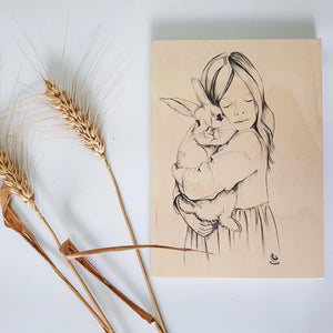 הדפס עץ - ילדה וארנב