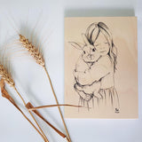 הדפס עץ - ילדה וארנב